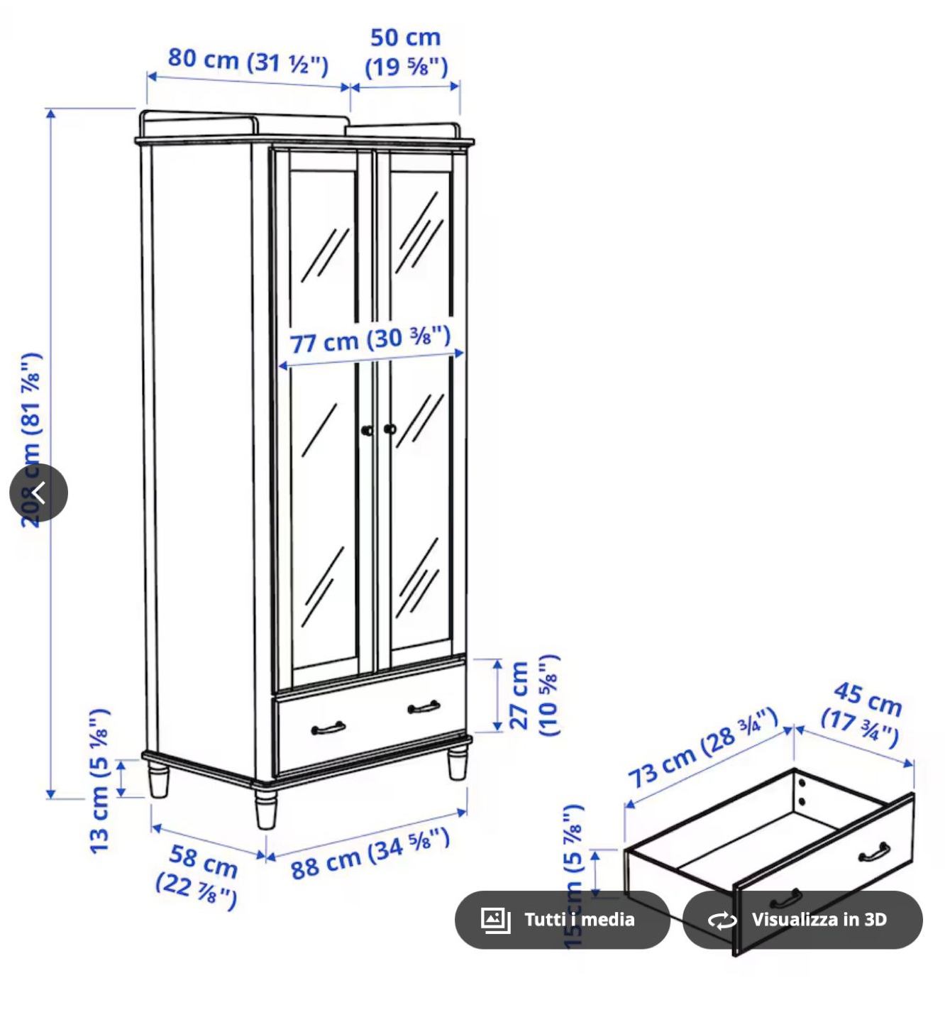 White mirrored wardrobe with one drawer - photo 3