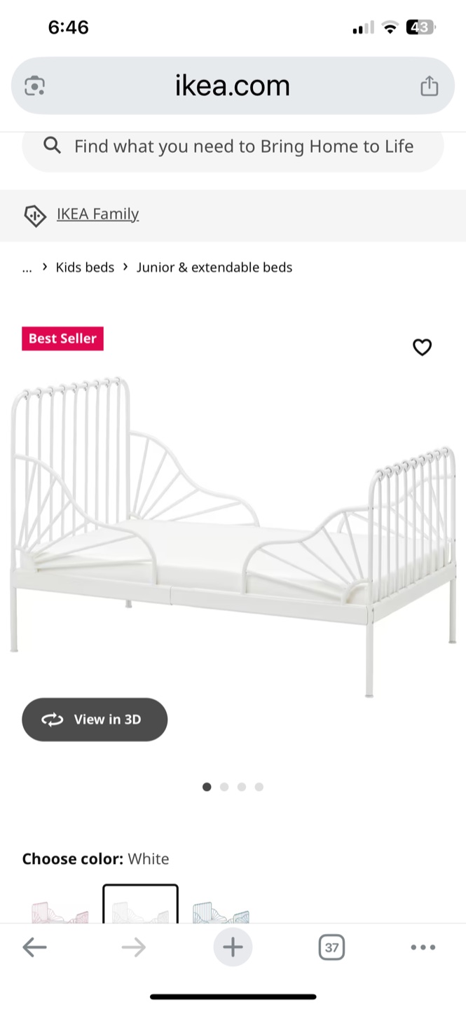 IKEA MINNEN Extensible Child's Bed Frame - White