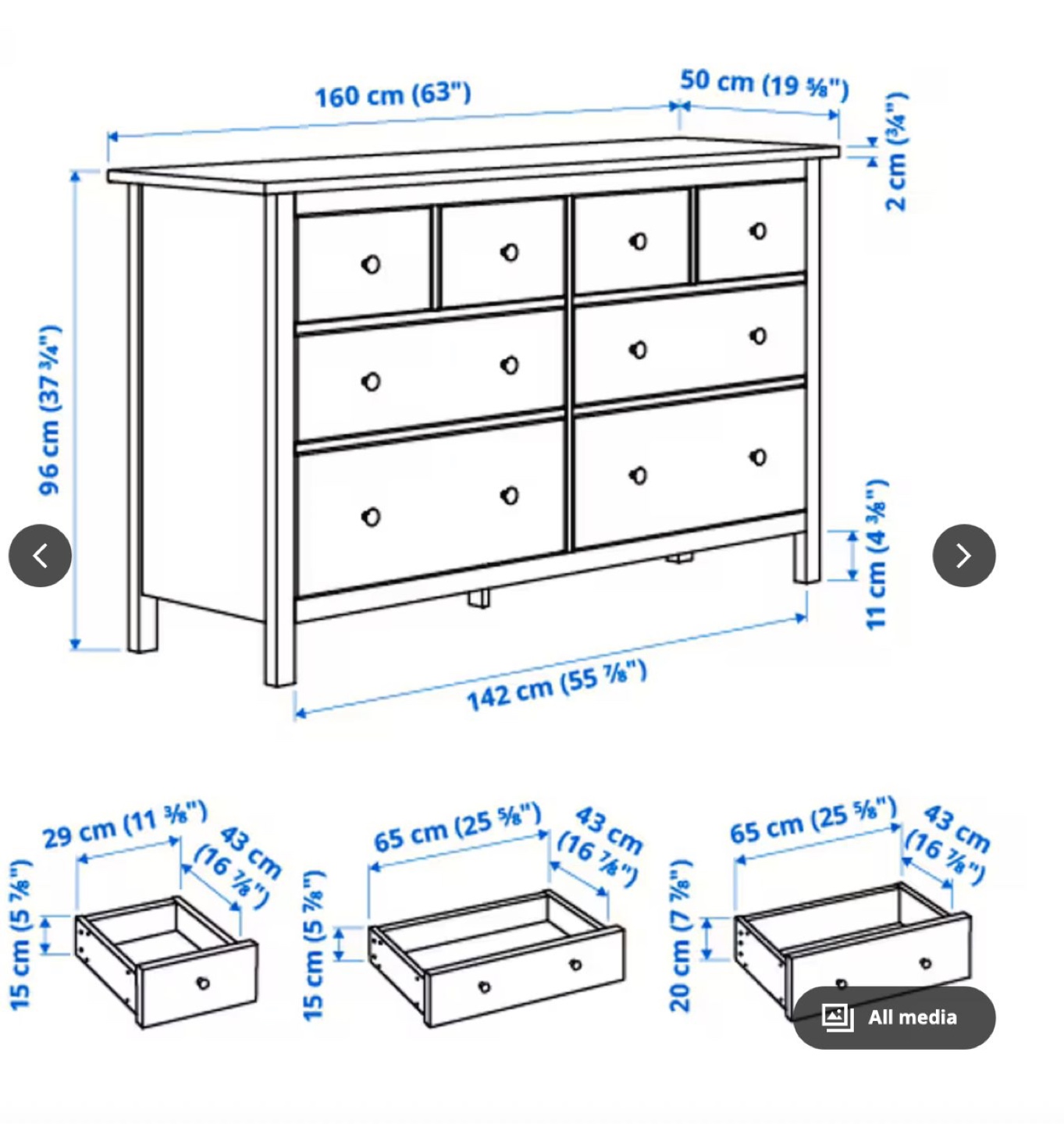 IKEA HEMNES 8-Drawer Dresser - Gray - photo 4