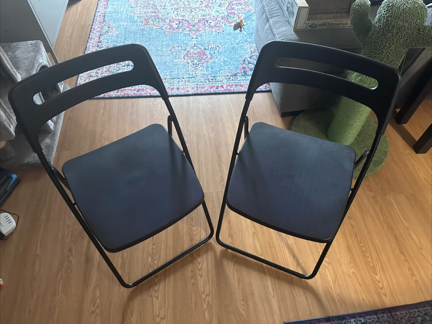 Pair of Black Folding Chairs thumbnail