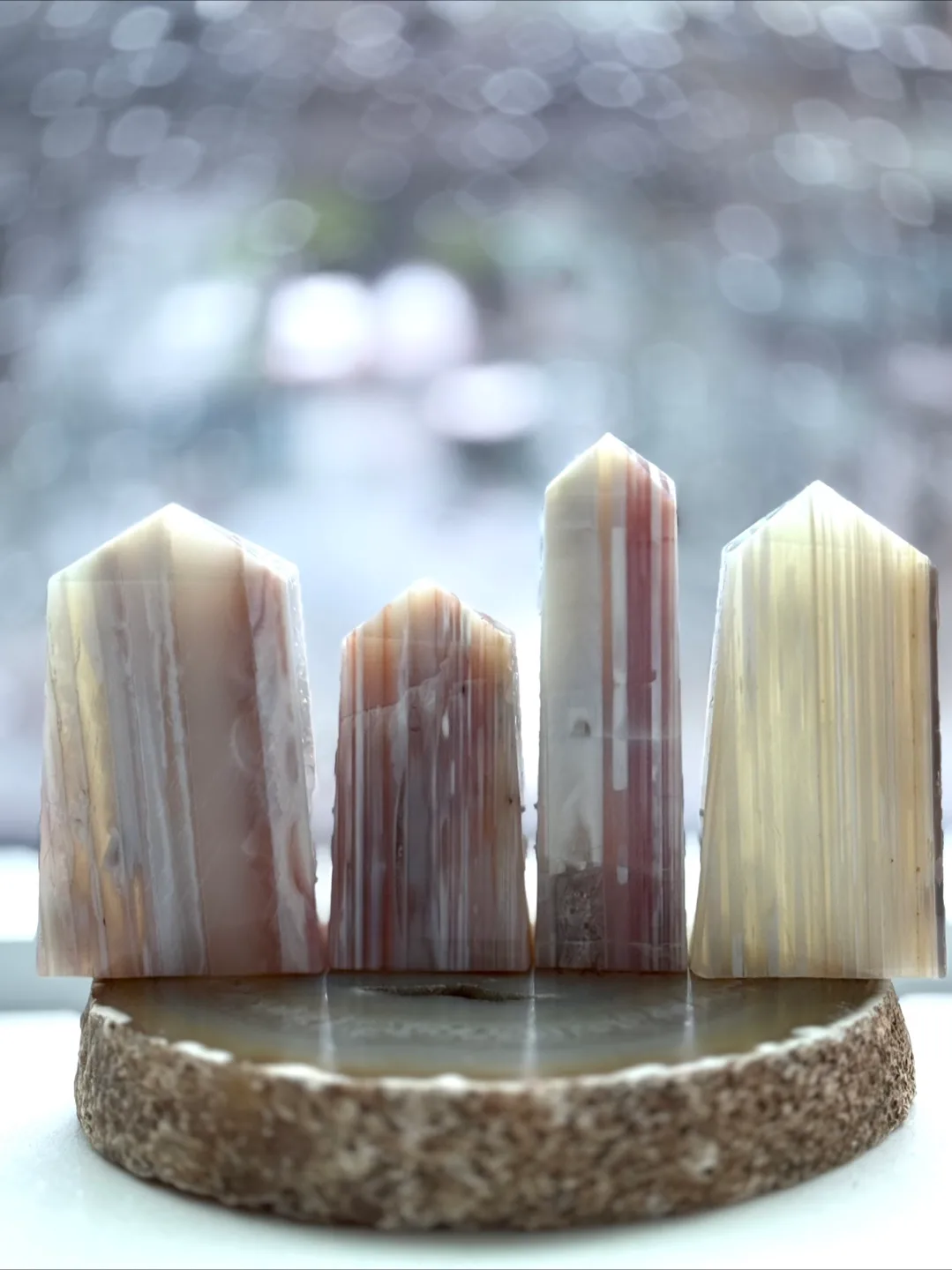 Set of Four Polished Banded Agate Towers image indicator(2)