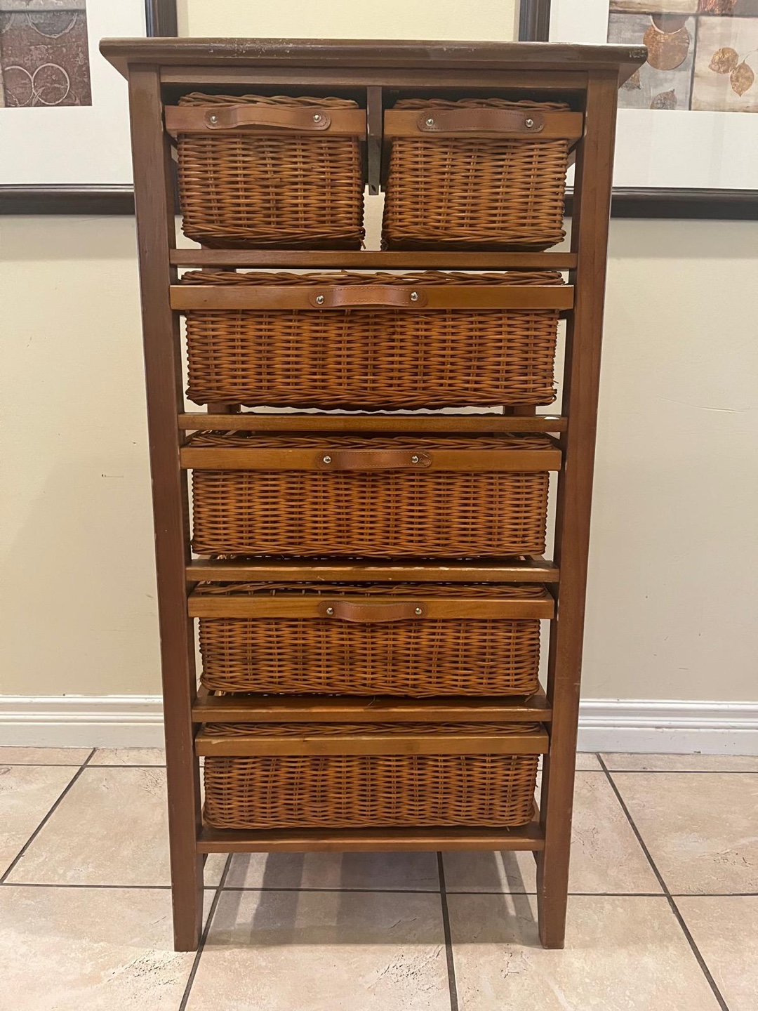 Beautiful rattan tall boy dresser $80 firm