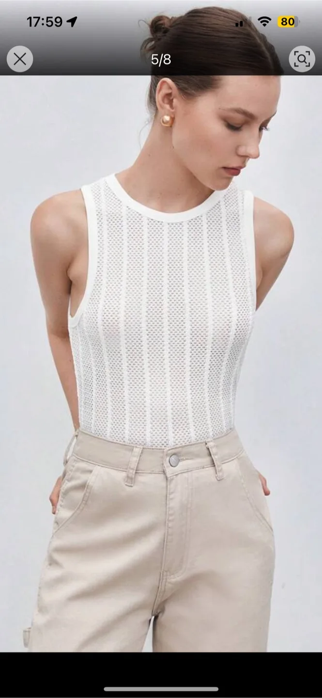 White Knit mesh Tank Top NEW thumbnail