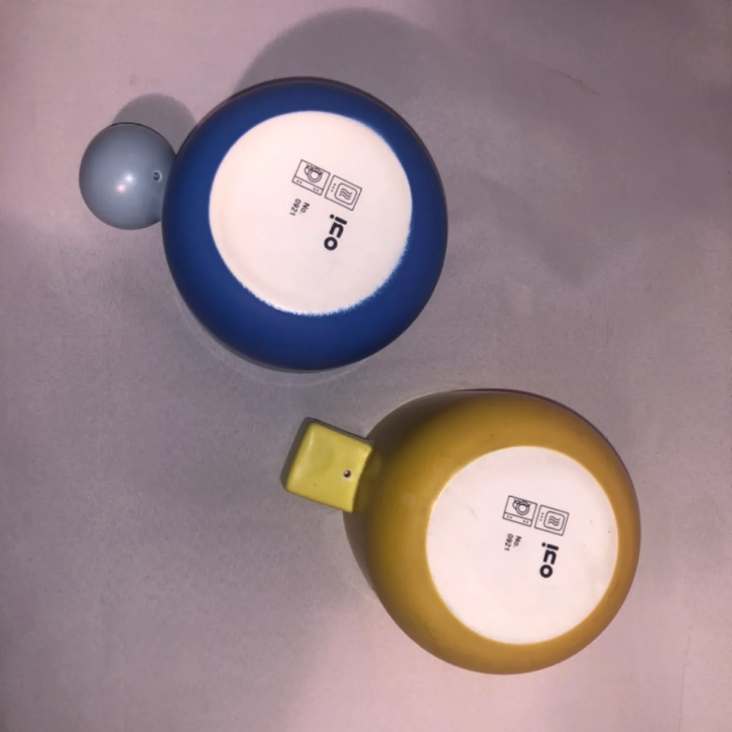 Set of Two Oui Ceramic Mugs - Blue and Yellow image indicator(3)