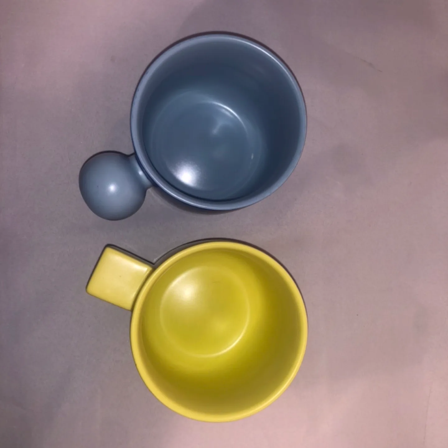 Set of Two Oui Ceramic Mugs - Blue and Yellow image indicator(5)