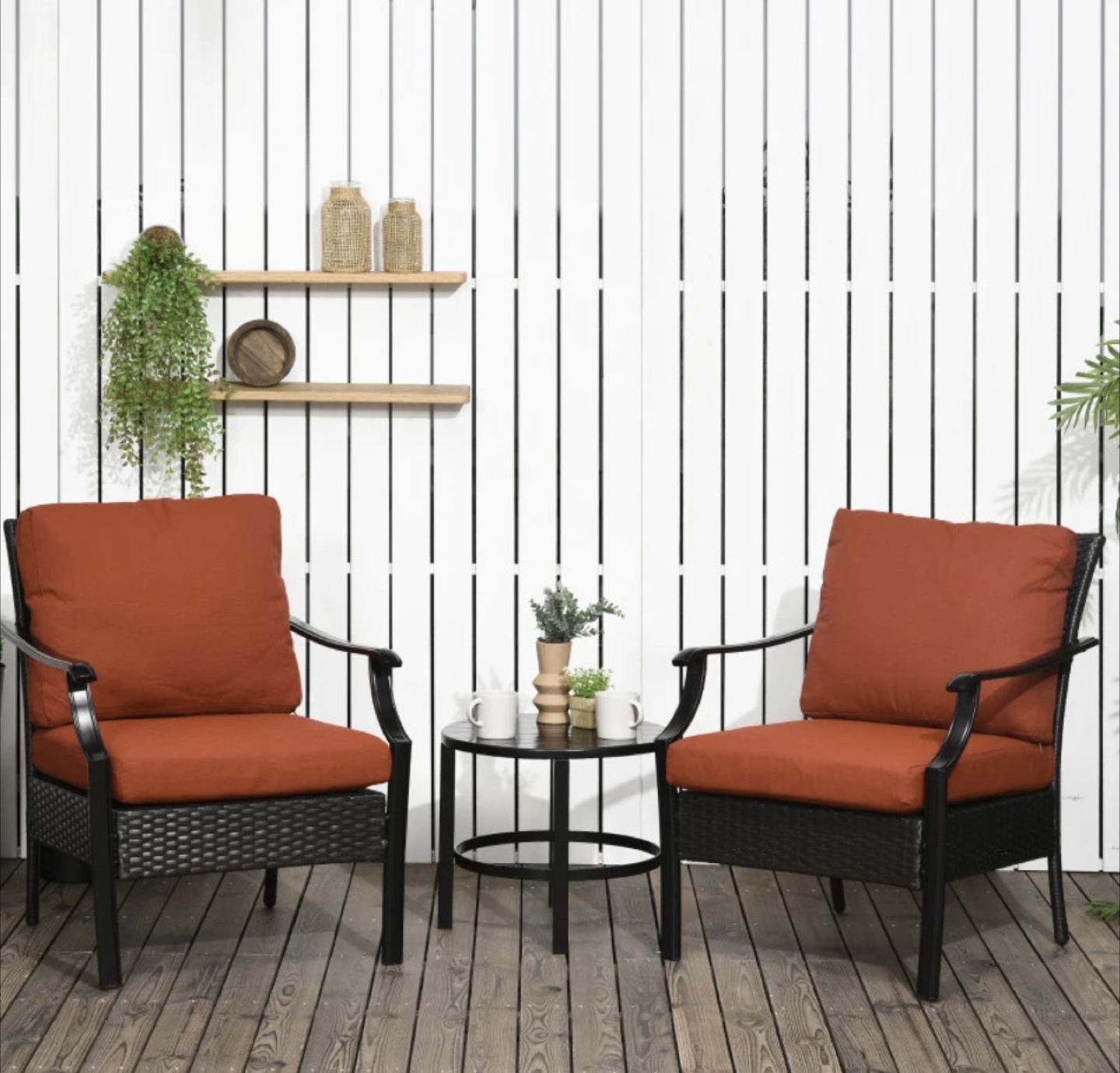 3PC PATIO WICKER BISTRO SET- RED