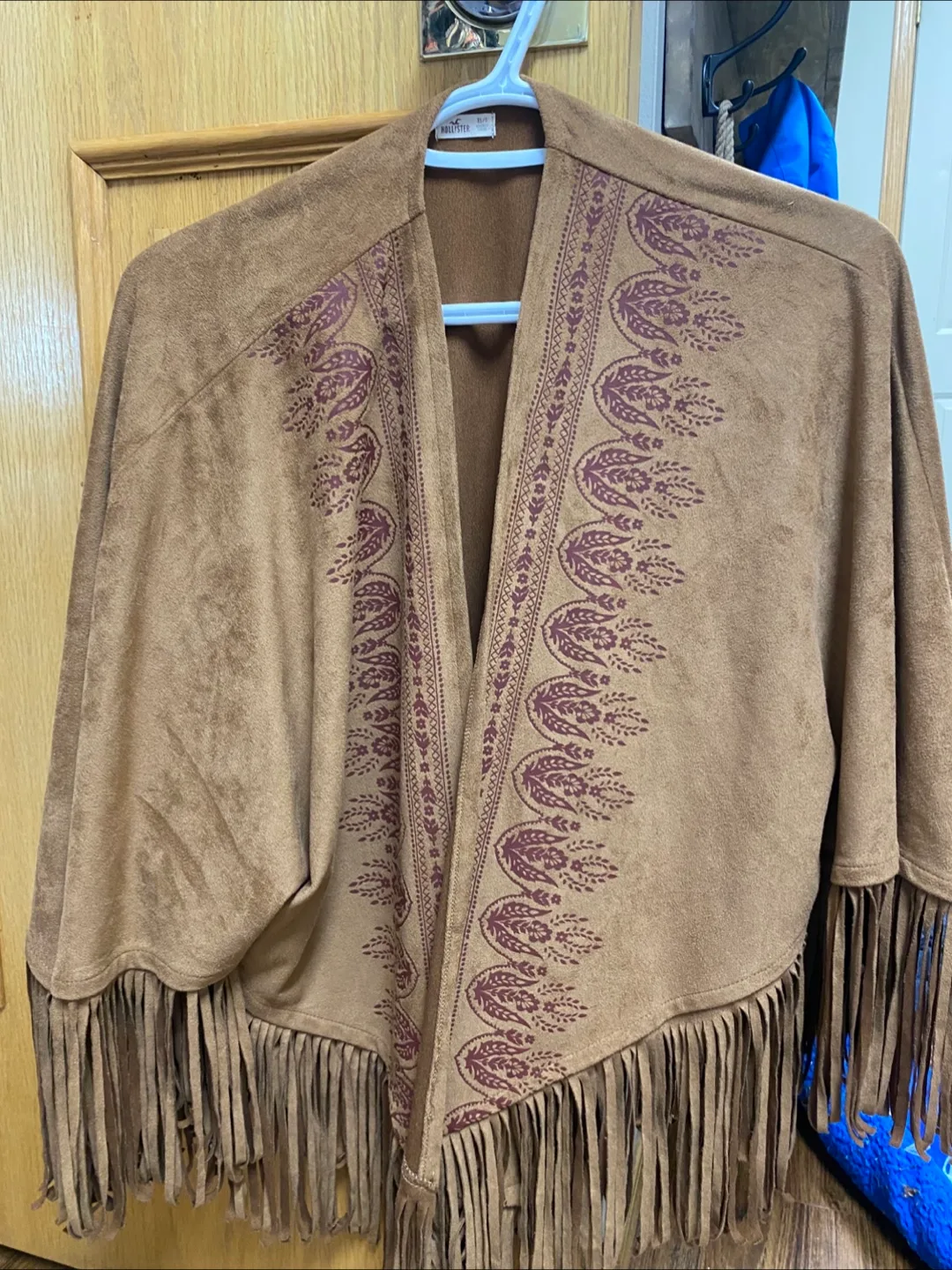 Hollister Brown Suede Fringe Poncho thumbnail