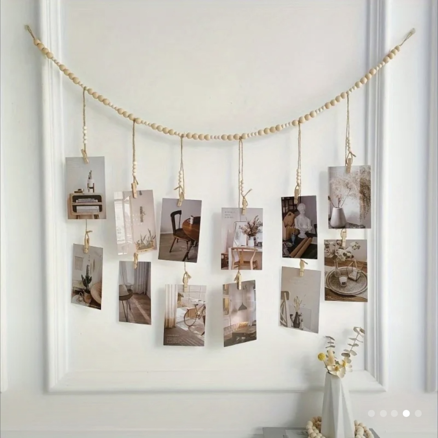 Boho Wooden Bead Garland - Photo Display