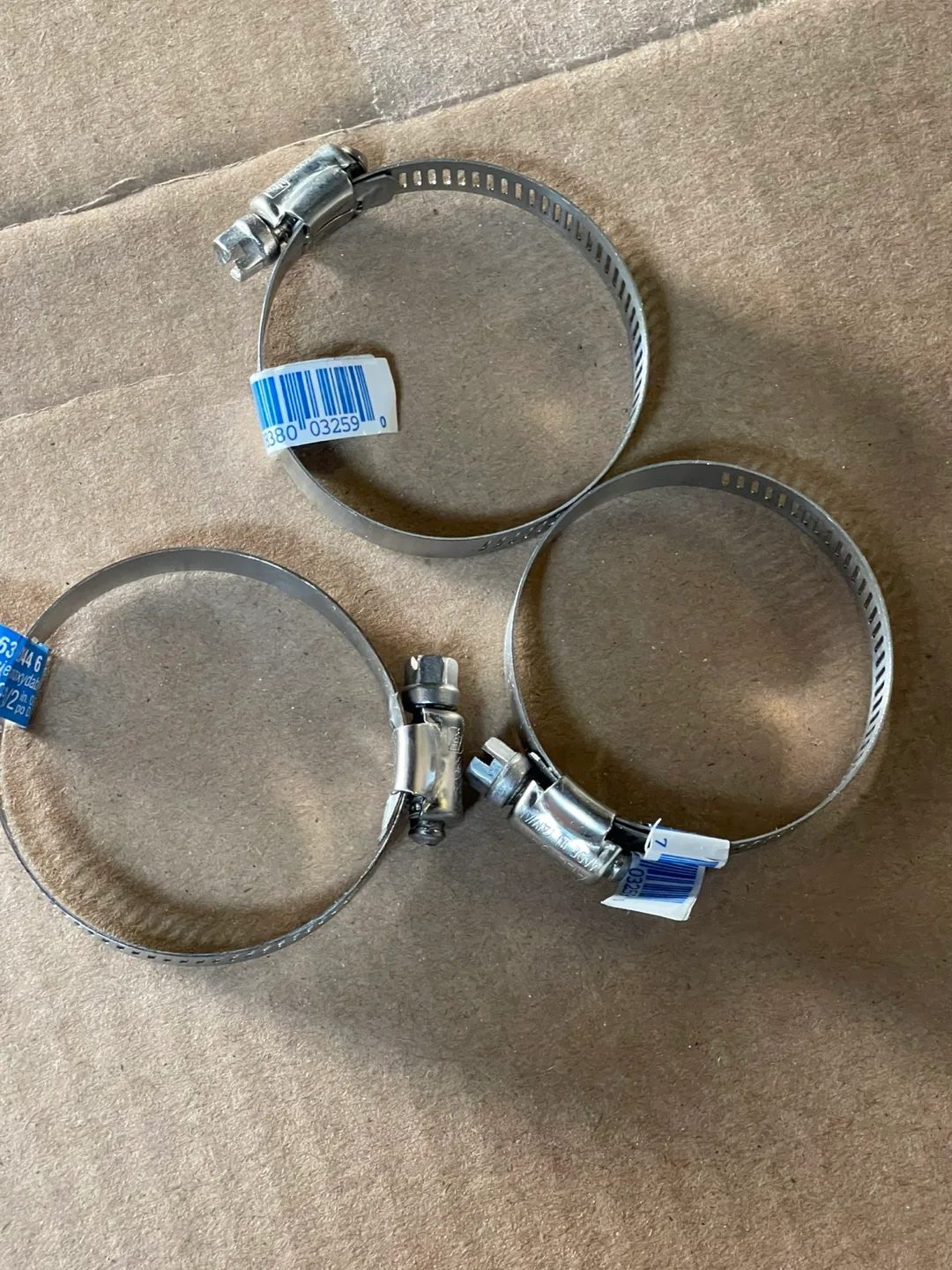 Three Stainless Steel Hose Clamps 1-9/16" to 2-1/2" thumbnail