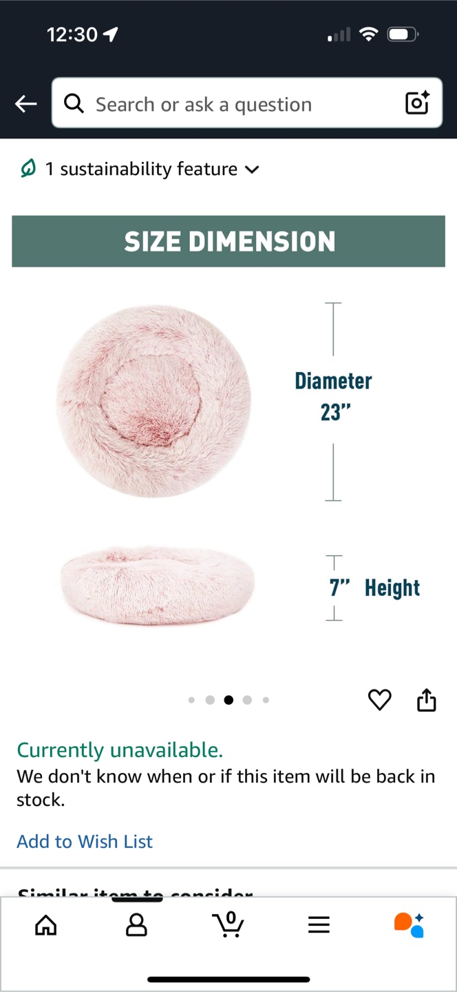 Fluffy Pink Donut Pet Bed - 23" Diameter - photo 2