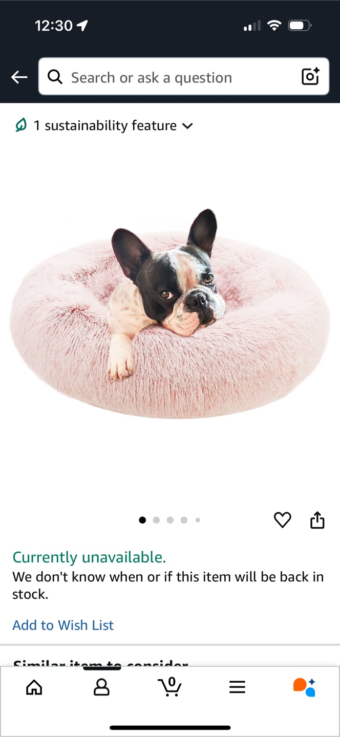 Fluffy Pink Donut Pet Bed - 23" Diameter