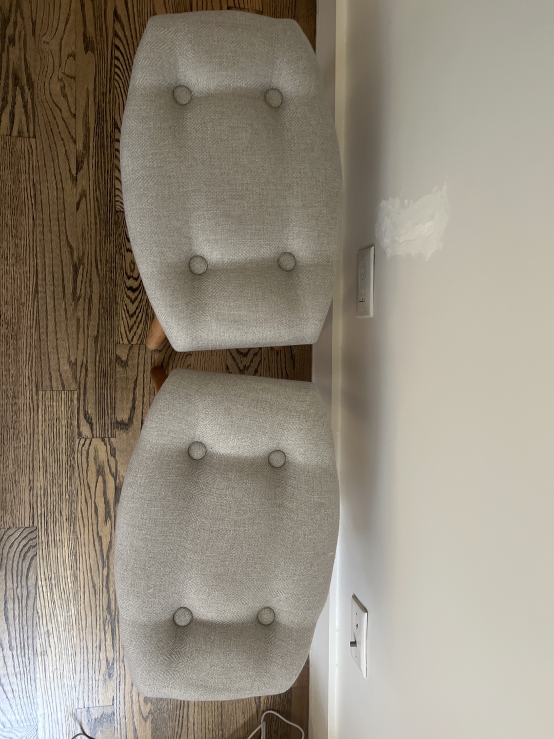 Pair of Upholstered Stools with Wooden Legs - photo 2
