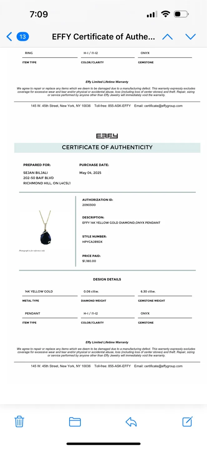 Effy 14K Yellow Gold Onyx Ring and Pendant Set image indicator(5)