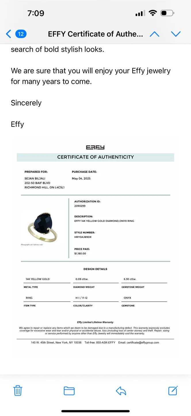 Effy 14K Yellow Gold Onyx Ring and Pendant Set image indicator(7)