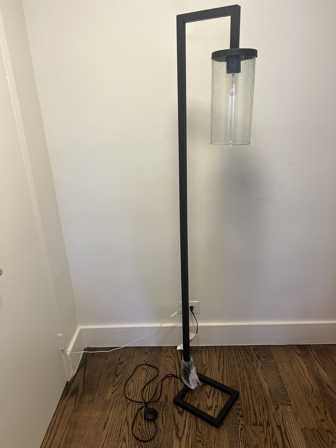 Modern Black Metal Floor Lamp with Glass Shade - photo 2