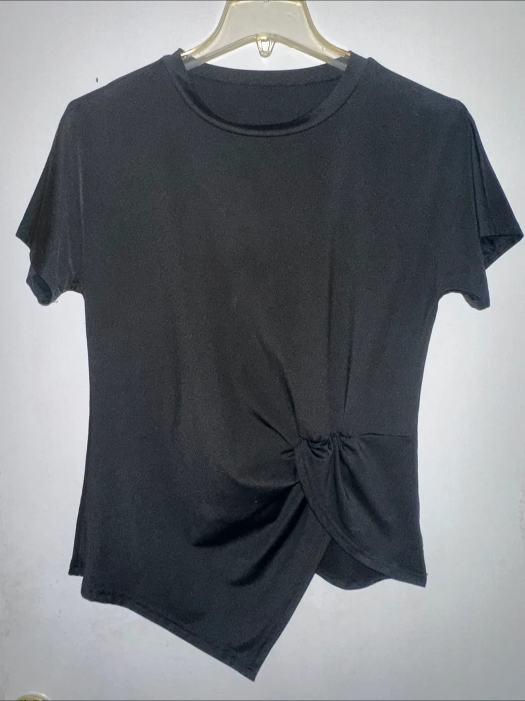 Women black Knotted T-Shirt - size large thumbnail