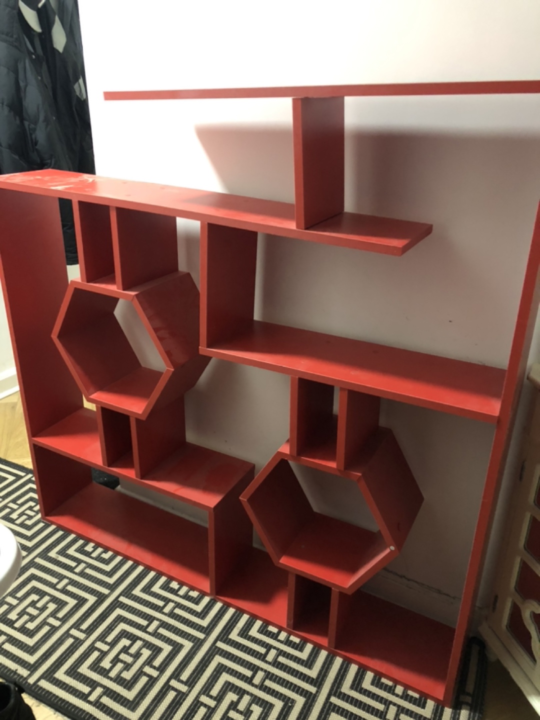 Red Hexagon Bookshelf