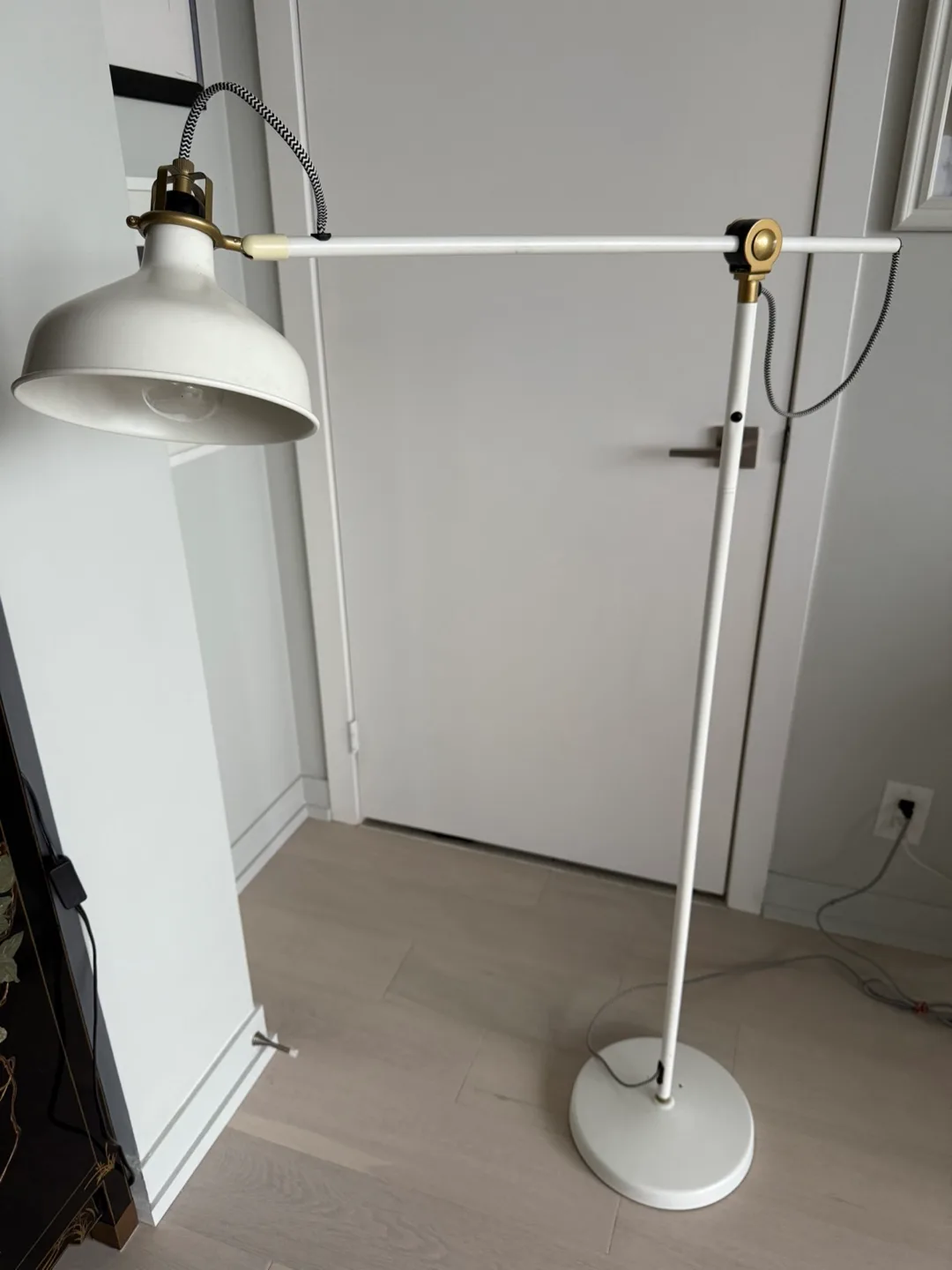 White and Brass Adjustable Floor Lamp thumbnail