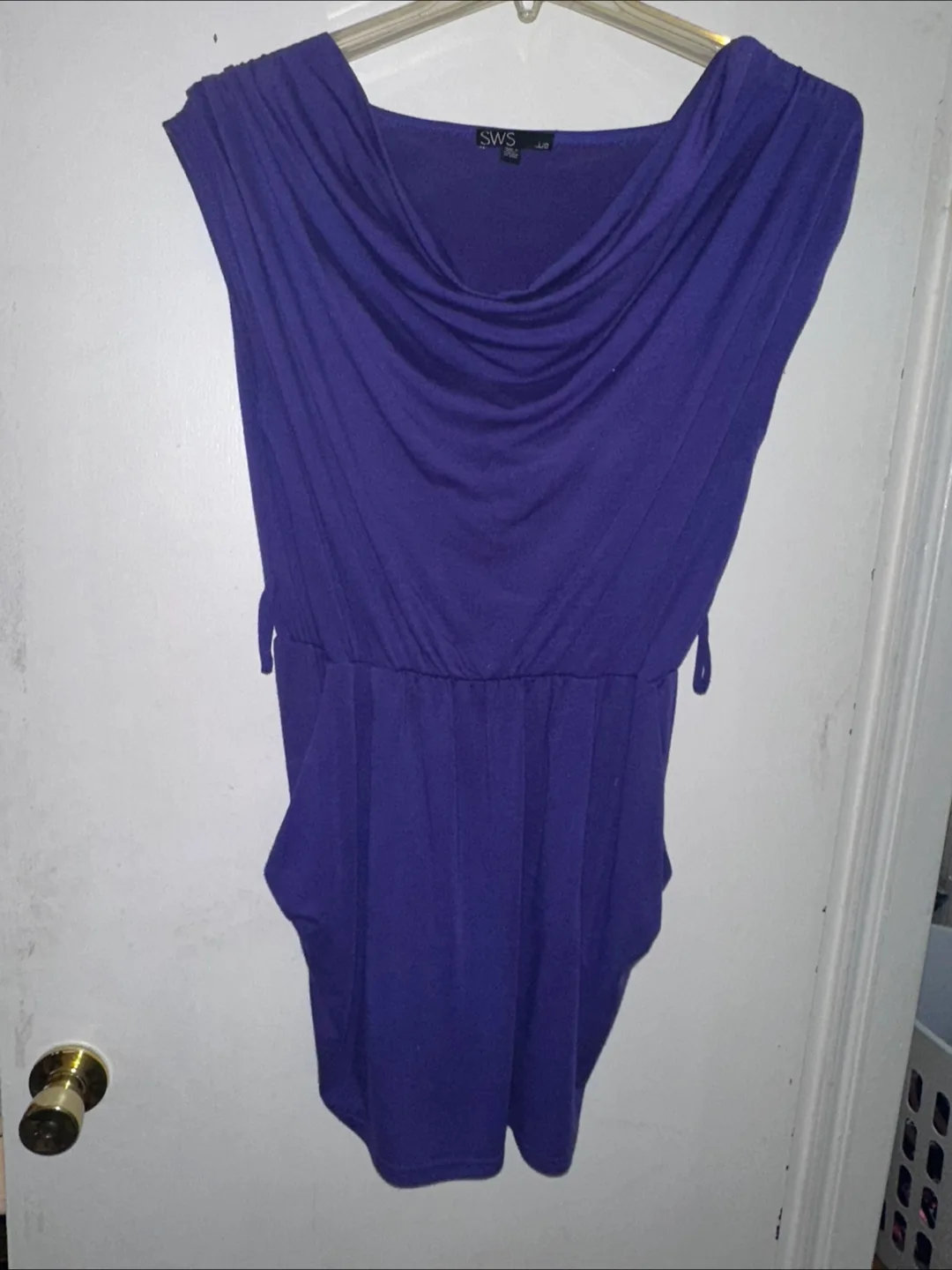 SWL Size L Purple Cowl Neck Sleeveless Romper thumbnail