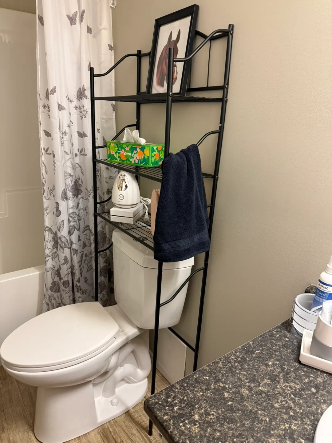 🥕Black Metal Over-Toilet Bathroom Shelf Organizer image indicator(2)