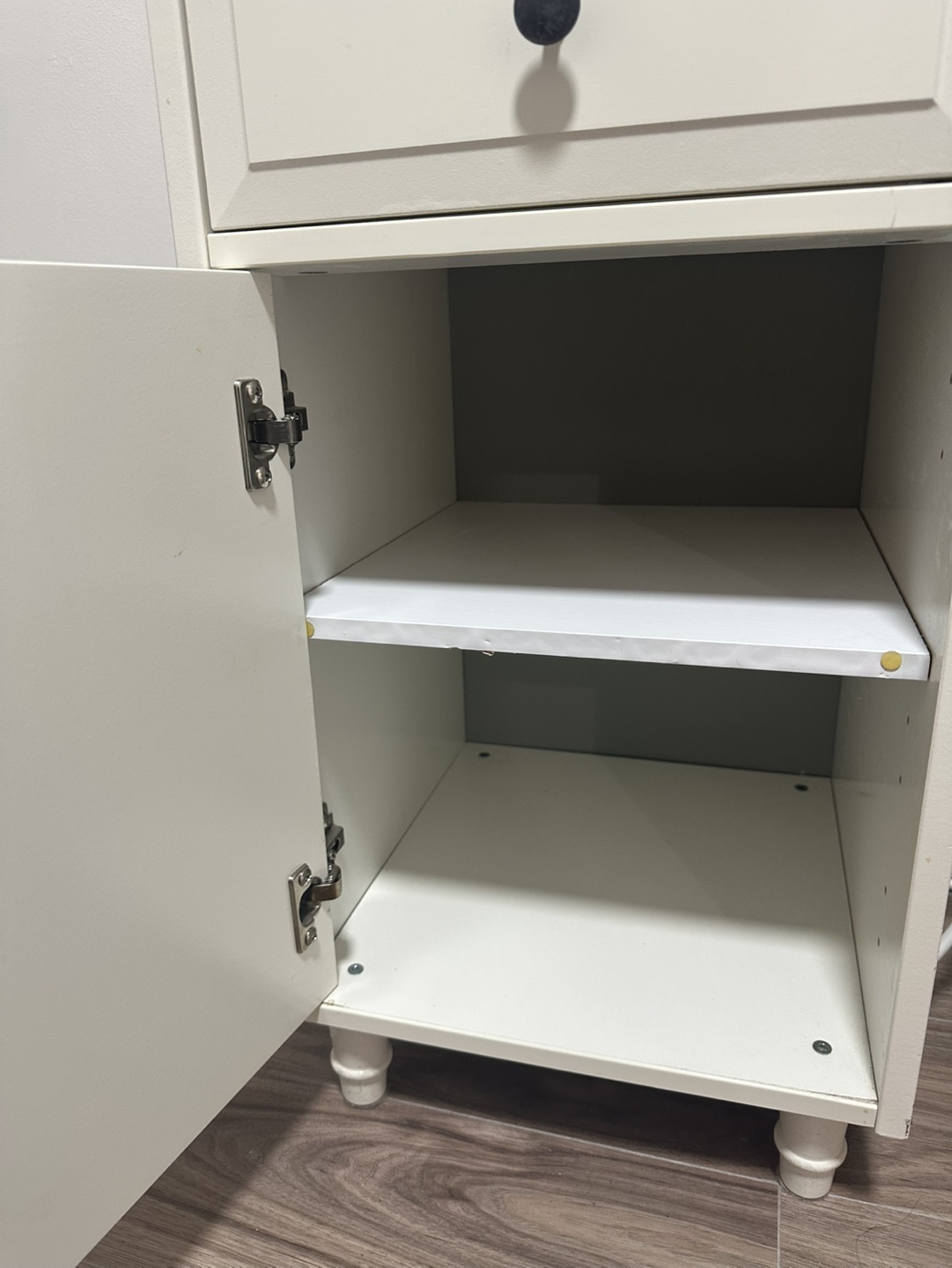 White Nightstand with Drawer and Cabinet - photo 2