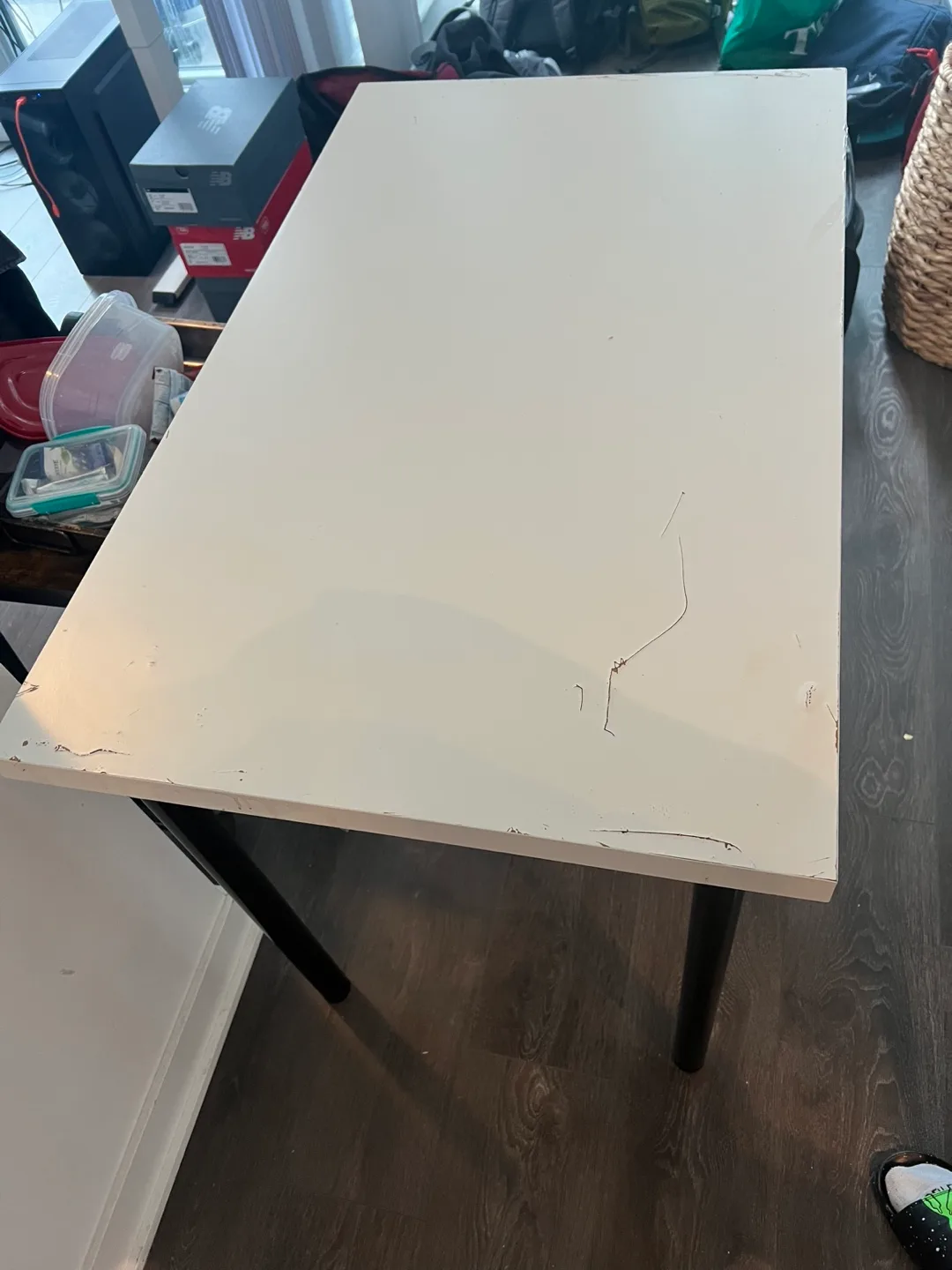 2x Ikea White Desk with Black Legs image indicator(2)
