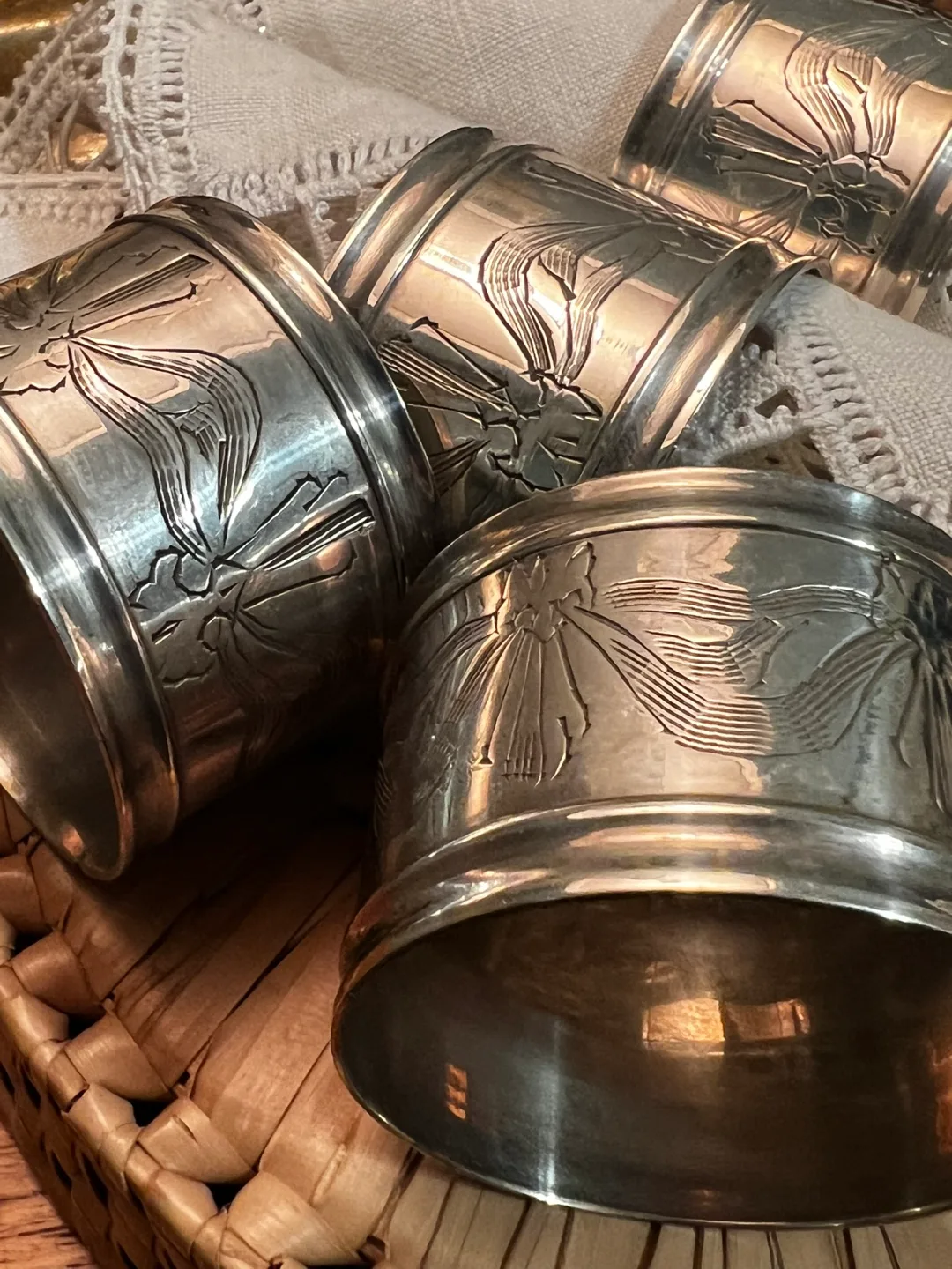 Set of Six Antique Silver Napkin Rings thumbnail