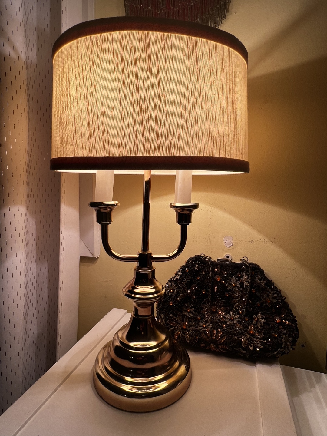Vintage Side Table Brass Lamp