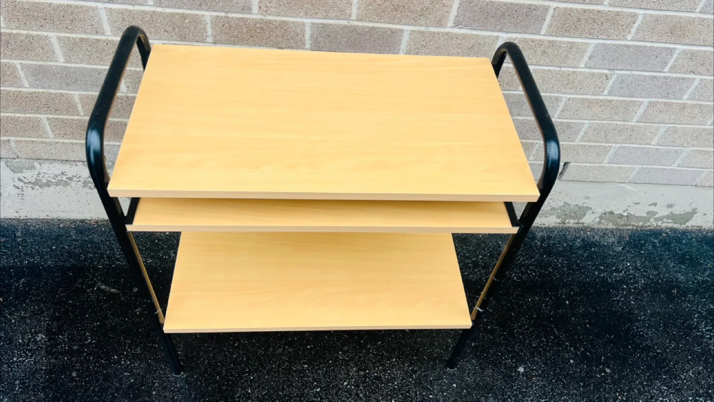 Two-Tier Wooden Serving Cart with Black Metal Frame image indicator(4)