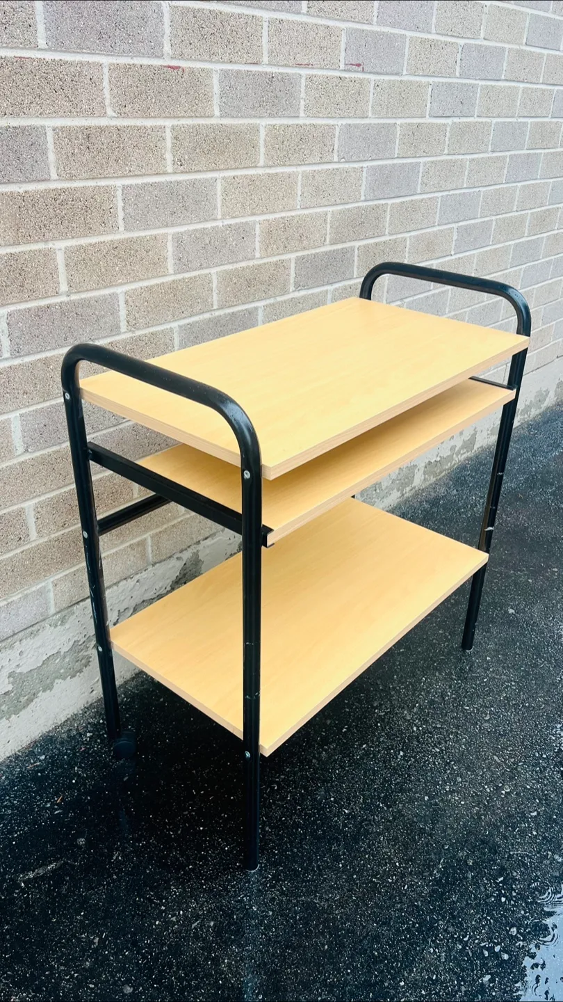 Two-Tier Wooden Serving Cart with Black Metal Frame image indicator(3)