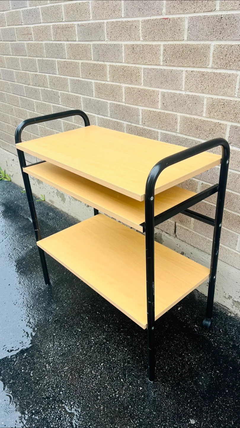 Two-Tier Wooden Serving Cart with Black Metal Frame image indicator(2)