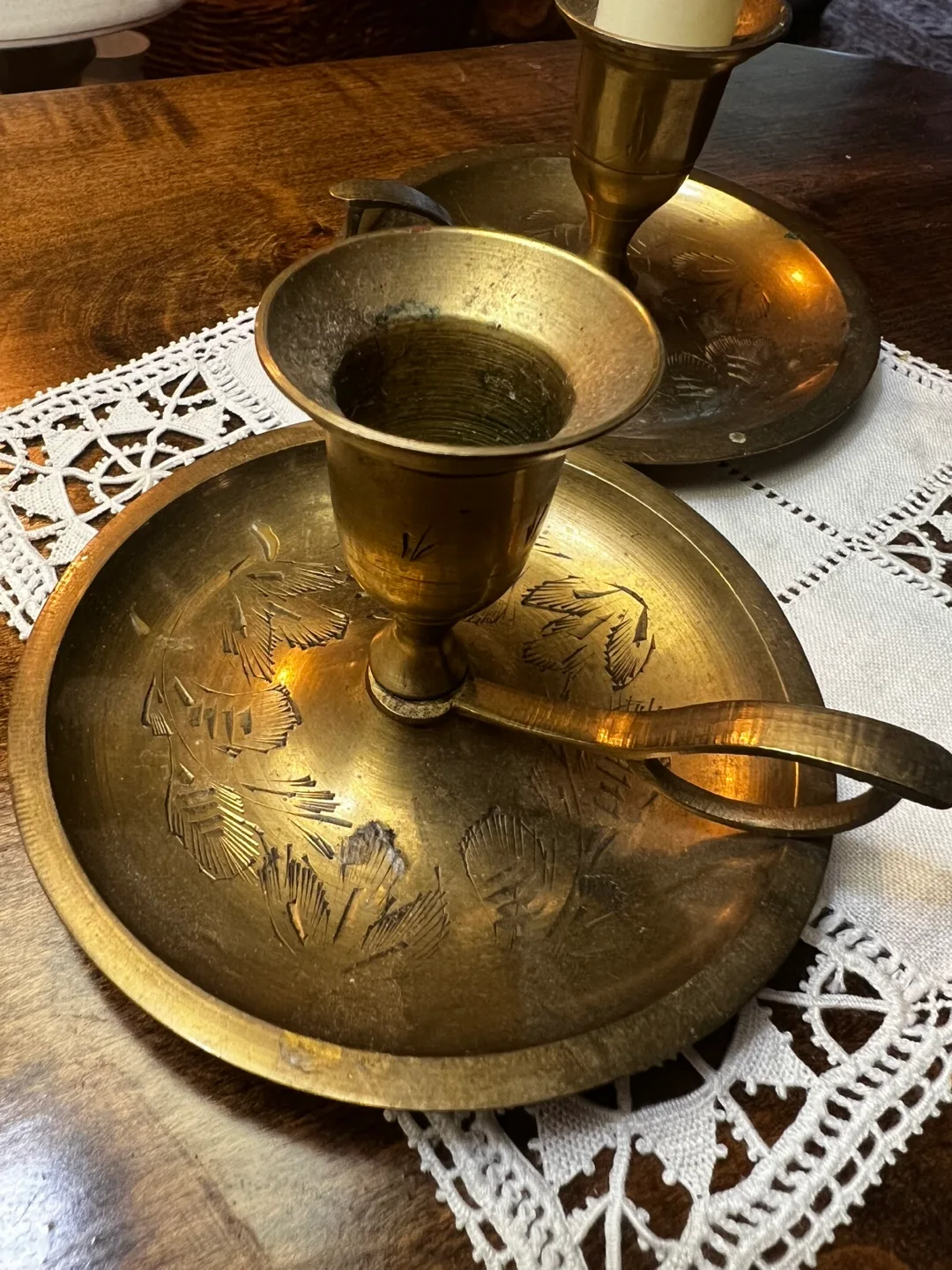 Vintage Brass Candle Holders (Set of 2) thumbnail