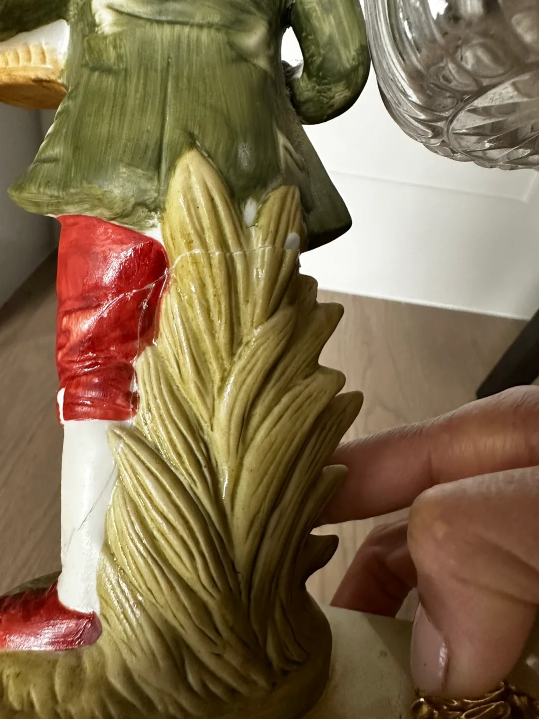 Vintage Porcelain Table Lamp with Birdcage Boy Figurine image indicator(5)