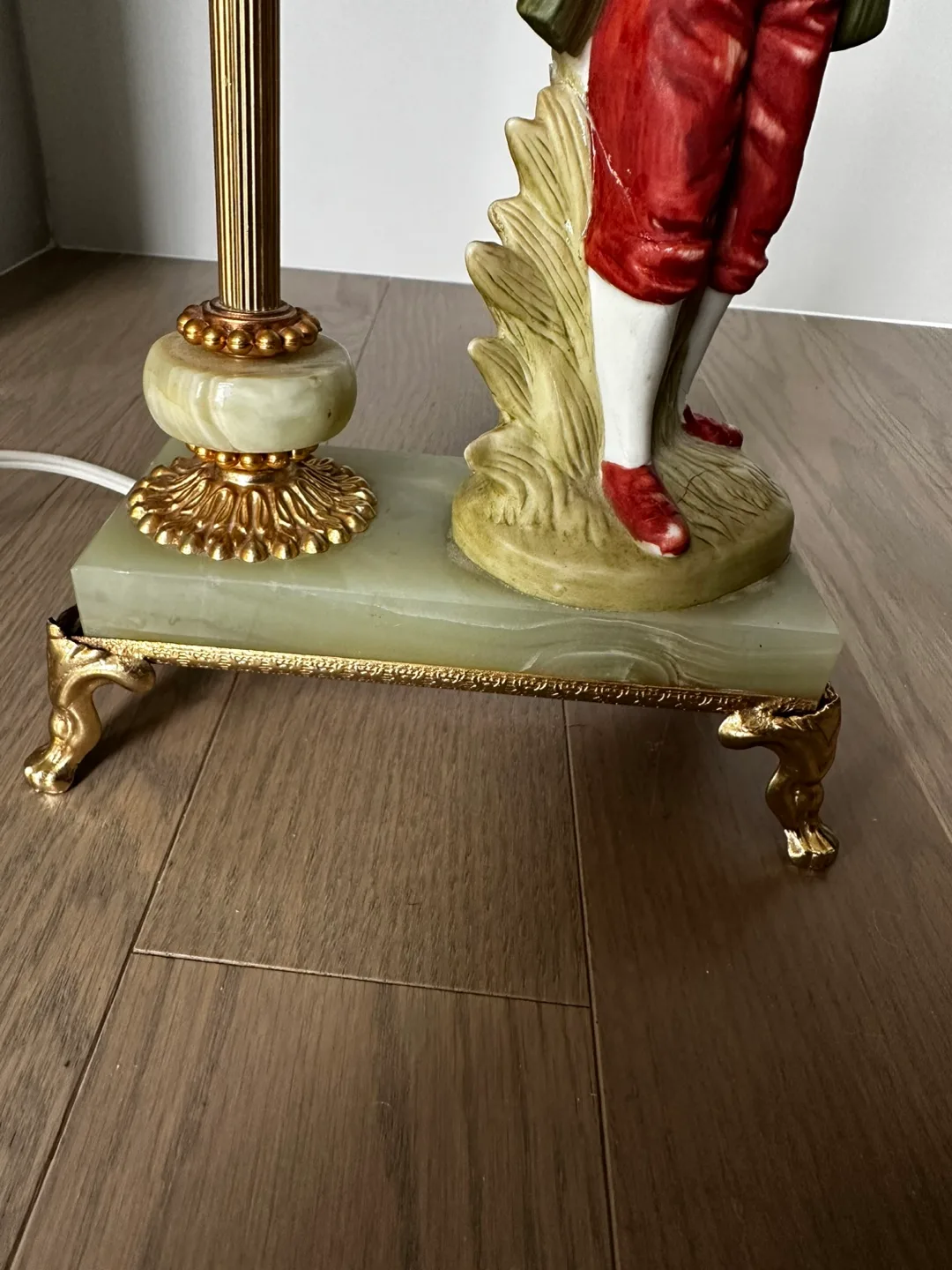 Vintage Porcelain Table Lamp with Birdcage Boy Figurine image indicator(2)