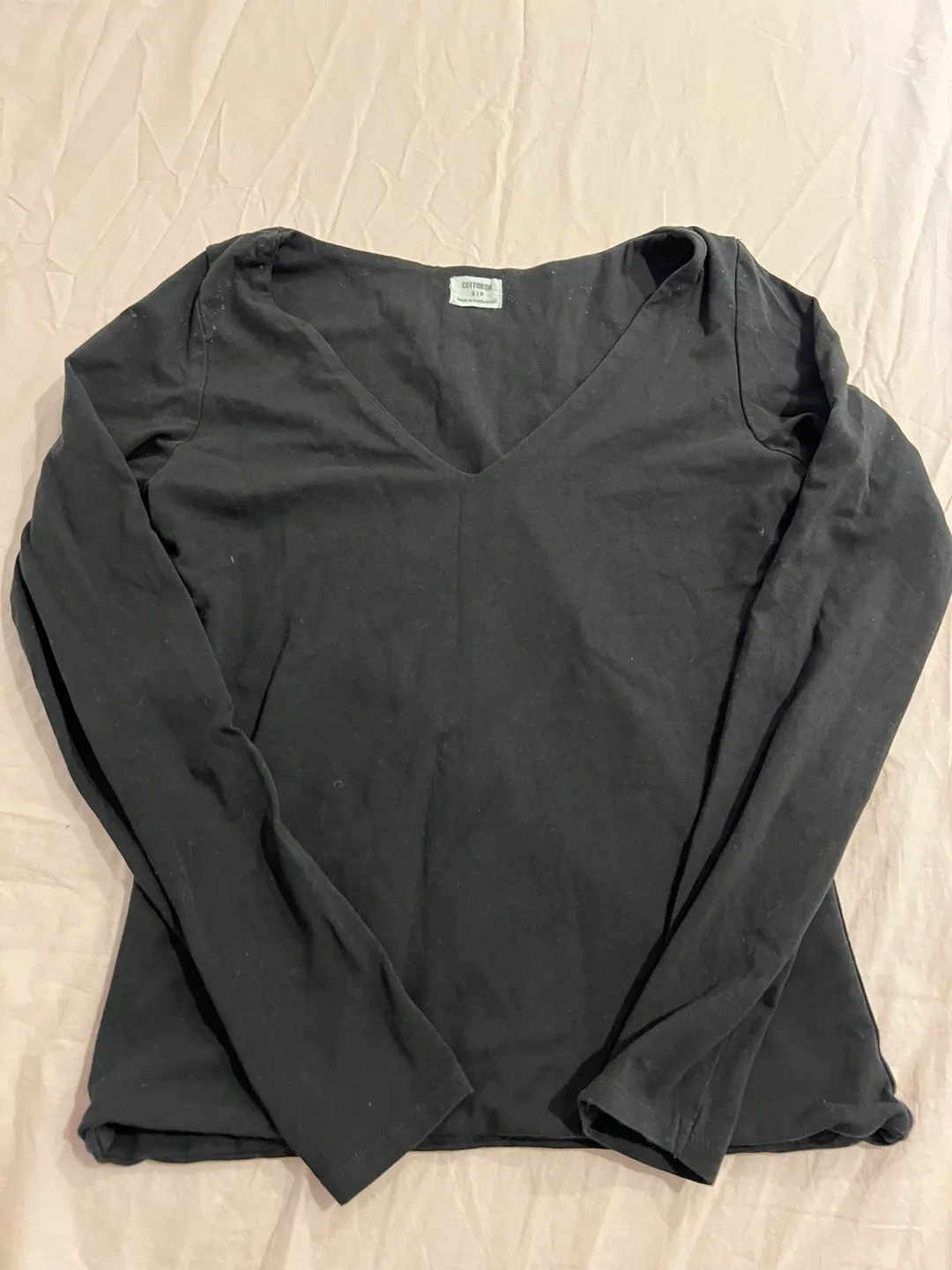 Cotton On Black Long Sleeve V-Neck Shirt thumbnail