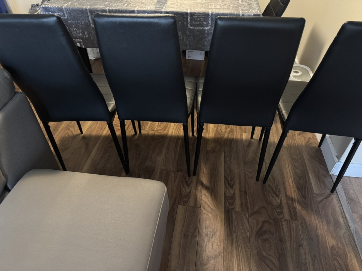 Black Glass Dining Table and 4Chairs Set
