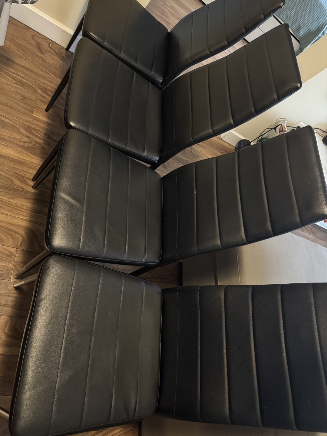 Black Glass Dining Table and 4Chairs Set - photo 2