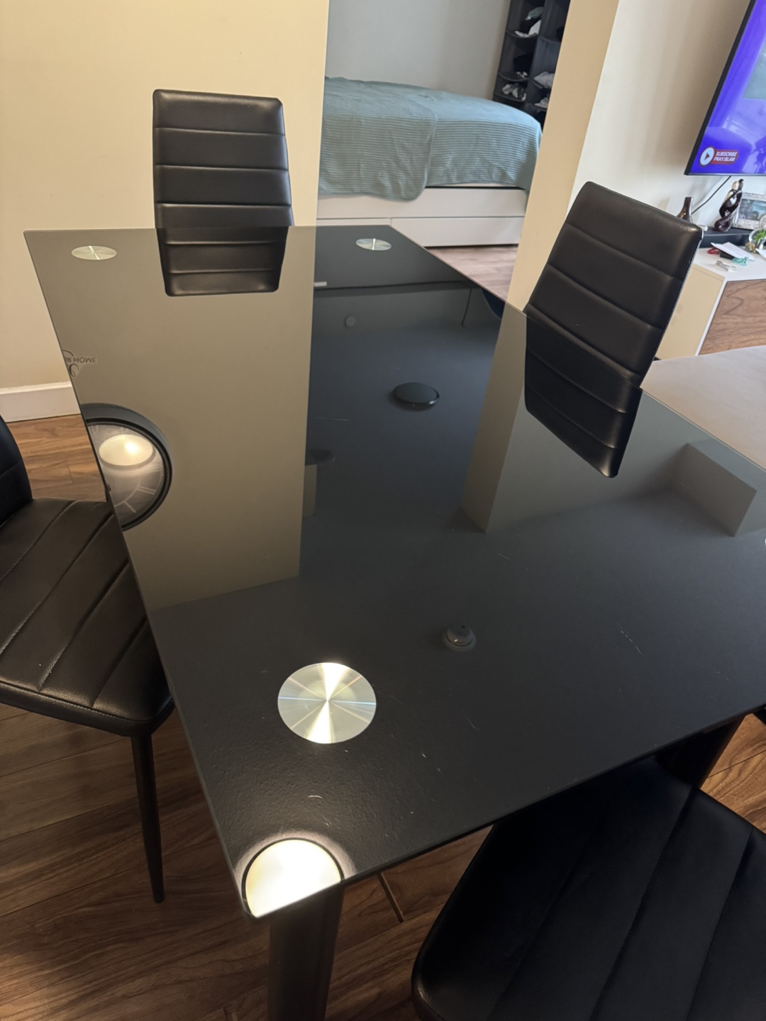 Black Glass Dining Table and 4Chairs Set - photo 4
