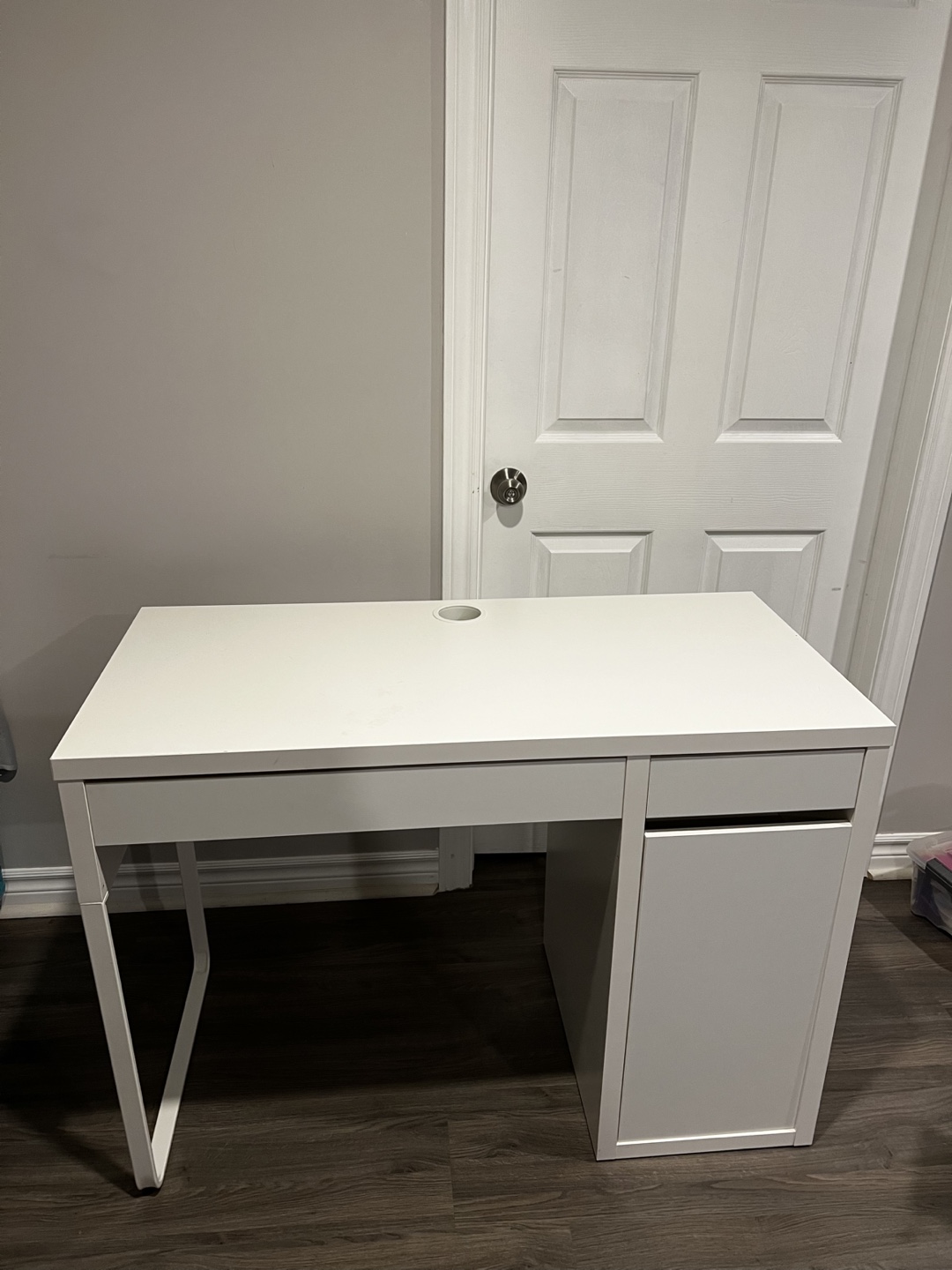 White IKEA Desk with Storage