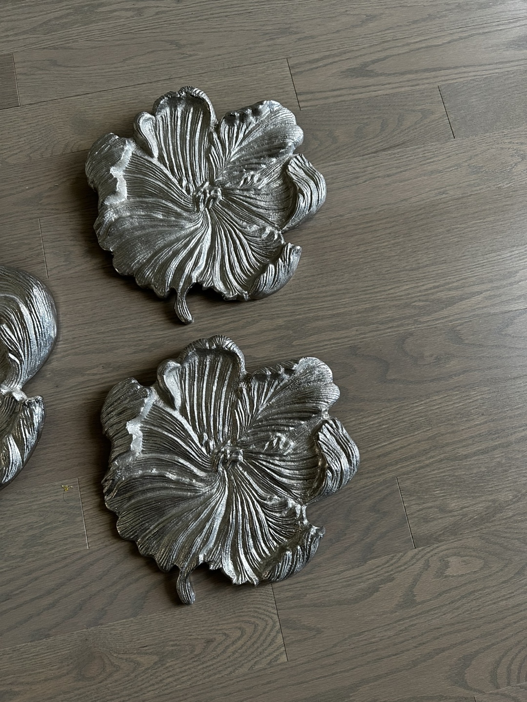 Set of Three Silver Metal Flower Wall Decor - photo 3