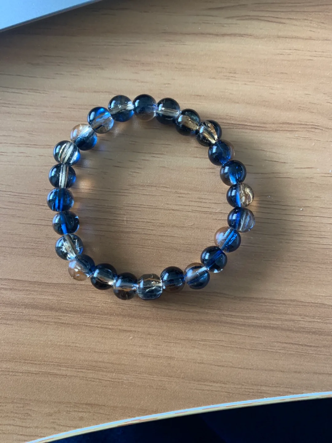 Beaded bracelet, blue and gold #freecycle thumbnail
