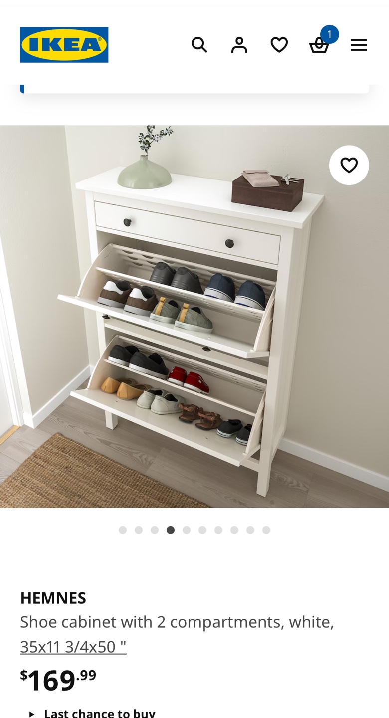 IKEA HEMNES Shoe Cabinet - White - photo 2