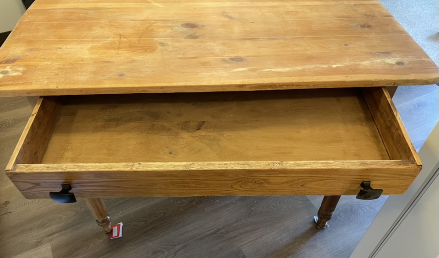 Antique Wooden Drop-Leaf Table with Drawer - photo 4