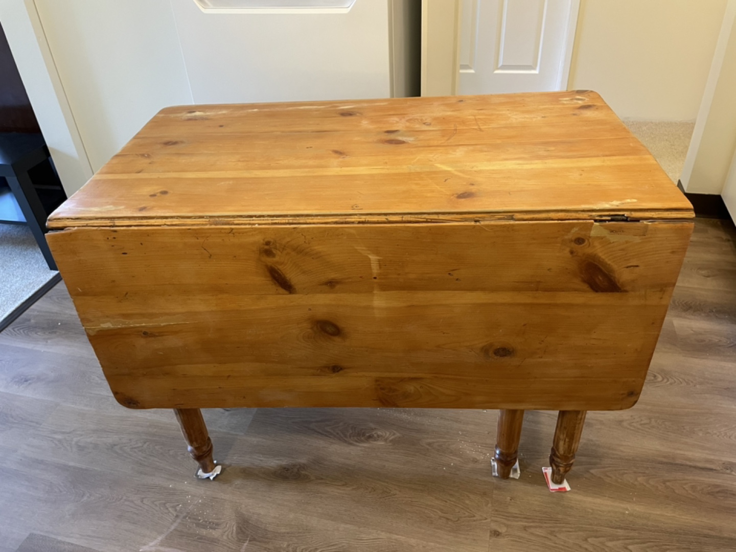 Antique Wooden Drop-Leaf Table with Drawer - photo 2