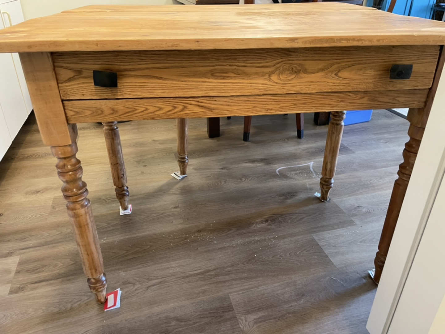 Antique Wooden Drop-Leaf Table with Drawer - photo 3