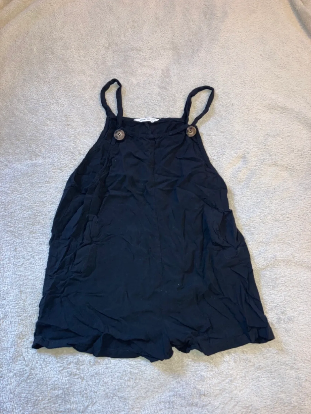 Girls' 10-11 yrs Denim and Black Overall Shorts image indicator(2)