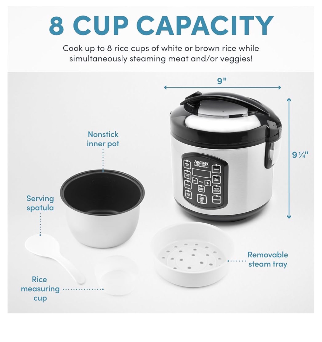 Aroma Professional 8-Cup Rice Cooker & Steamer. Not used - photo 2