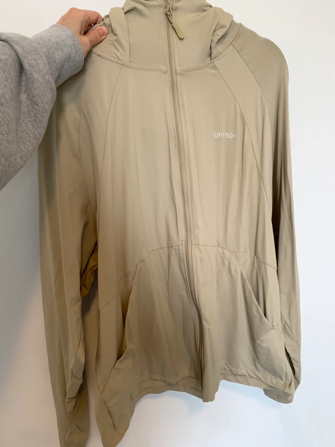 UPF50+ Beige Zip-Up Hoodie sun protective clothing thumbnail