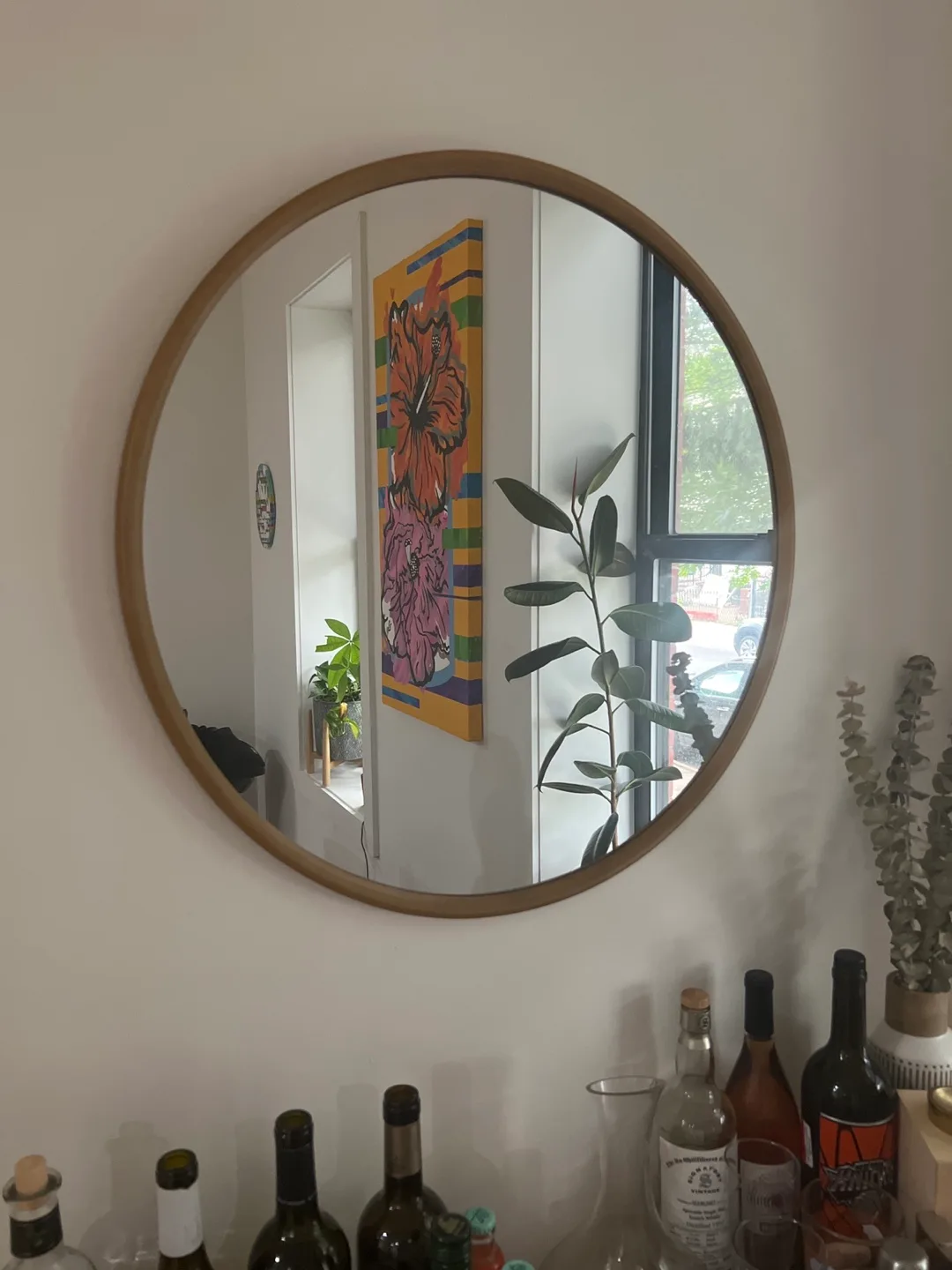 Round Wood Frame Mirror thumbnail