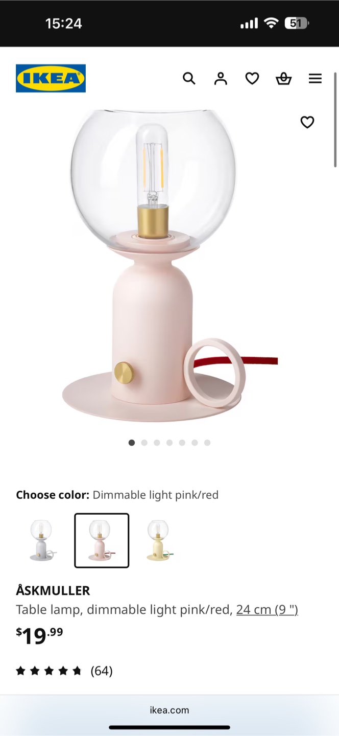 IKEA ASKMOLLER Dimmable Table Lamp - Light Blue - photo 2